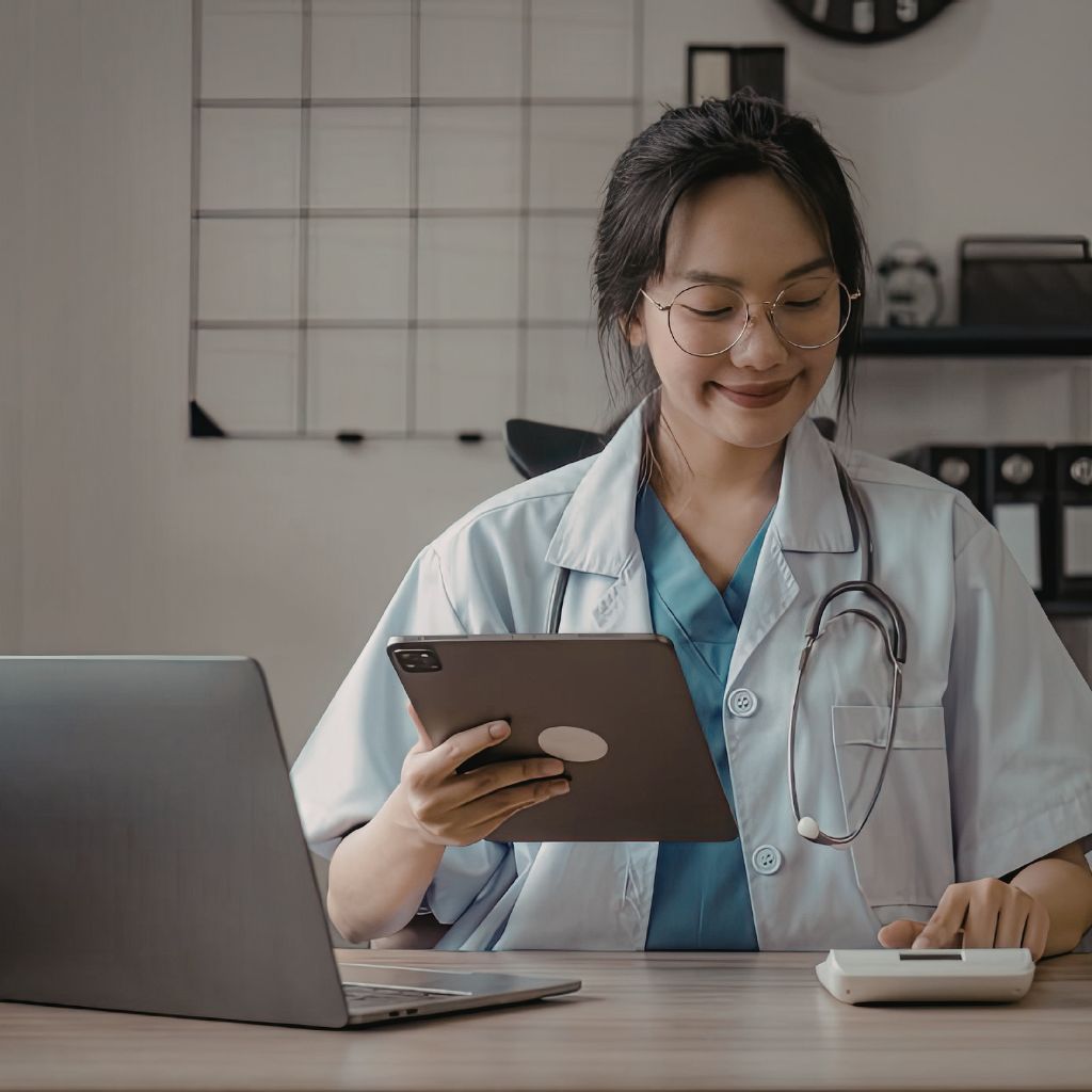 Healthcare professional with tablet