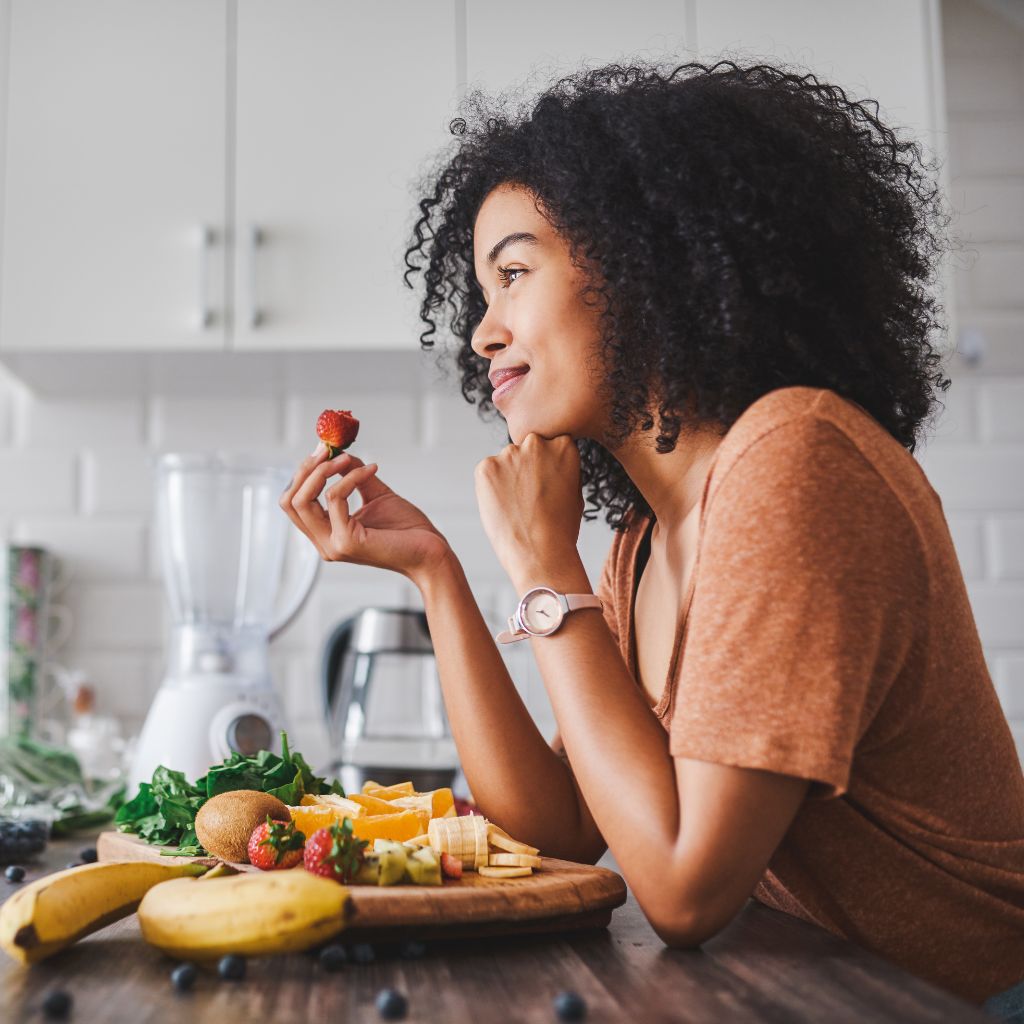 Person enjoying a healthy meal